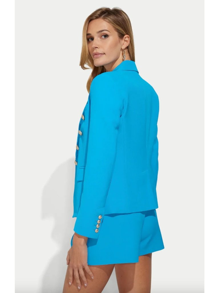 New Generation Love Delilah Crepe Blazer Amalfi Blue Size Xxl 2xl Gold Buttons — image 4 of 7